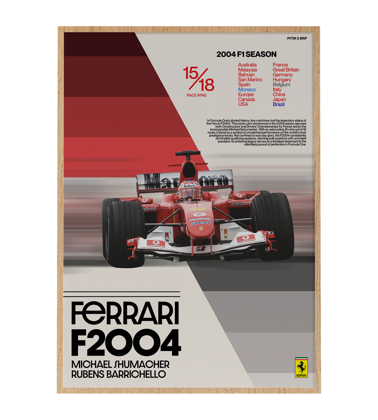 F1 FERRARI F2004 2004 SEASON POSTER
