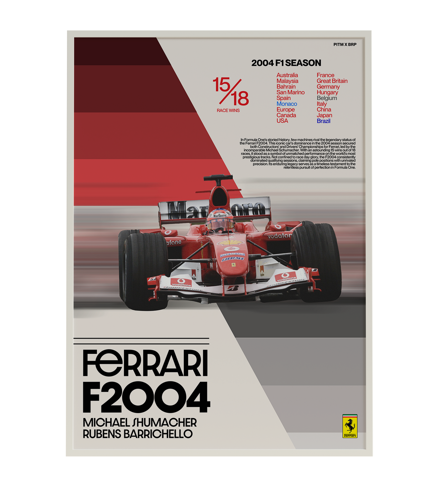 F1 FERRARI F2004 2004 SEASON POSTER