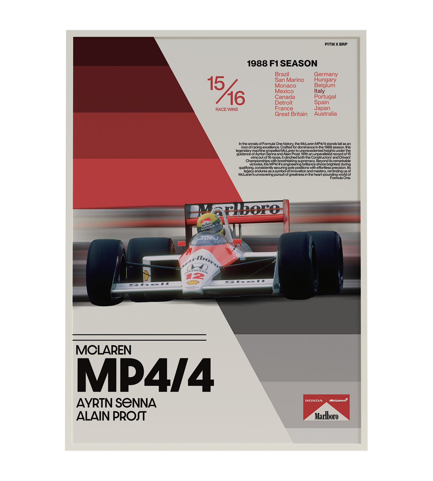 F1 MCLAREN MP4/4 1988 SEASON POSTER