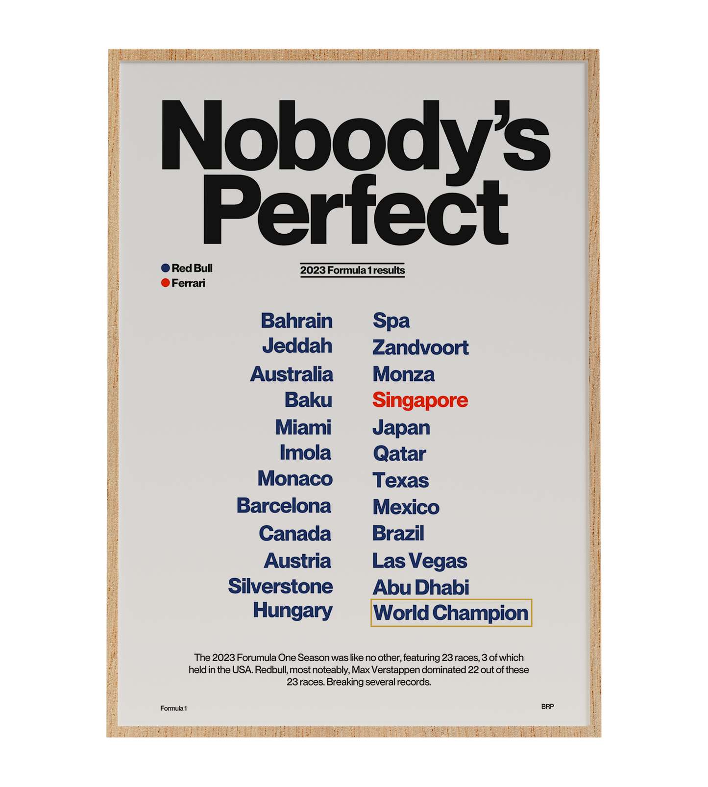 Nobody's Perfect Redbull '23 Poster