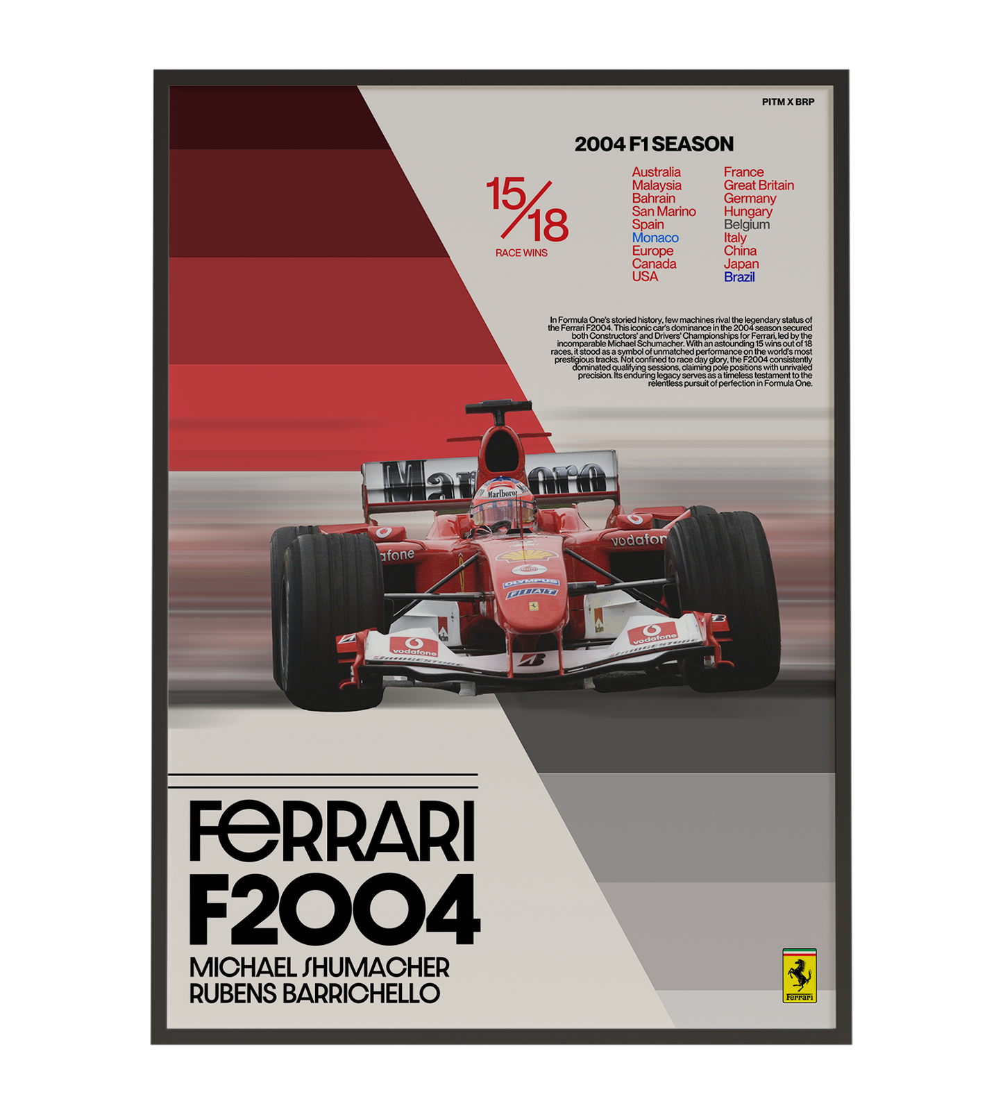 F1 FERRARI F2004 2004 SEASON POSTER