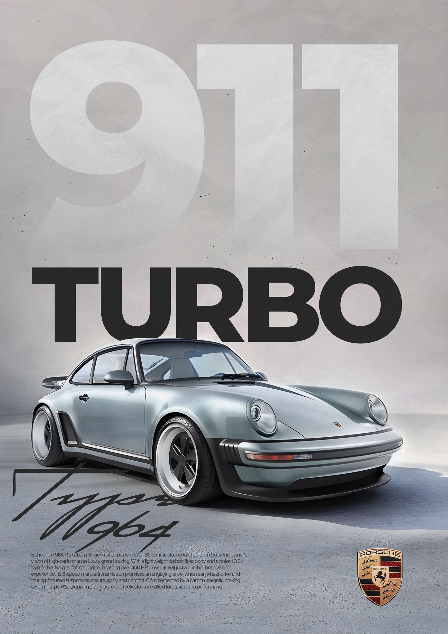 Porsche 911 Turbo Type 964 Poster (Singer)