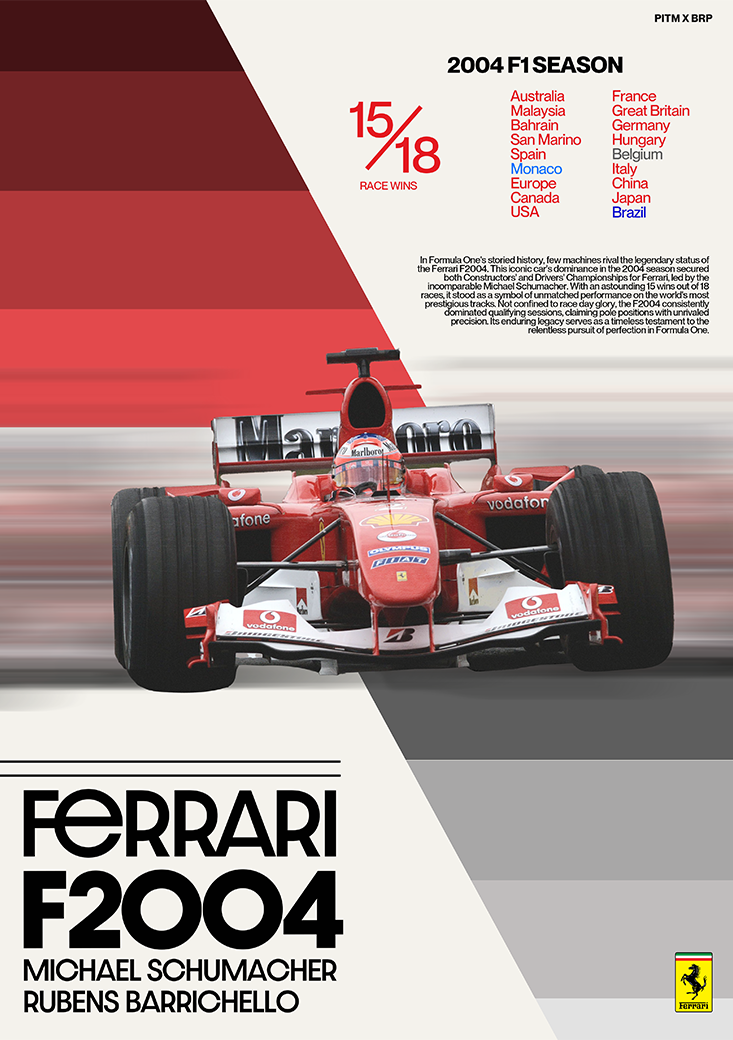 F1 FERRARI F2004 2004 SEASON POSTER