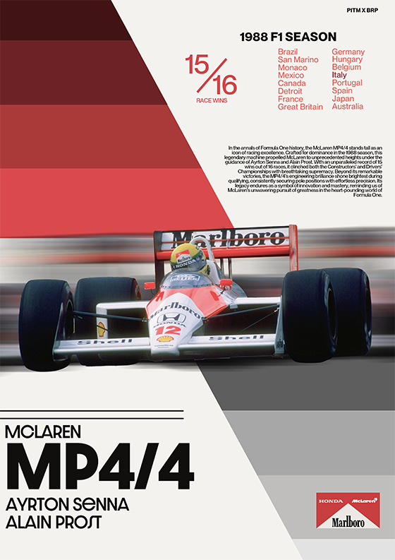 F1 MCLAREN MP4/4 1988 SEASON POSTER